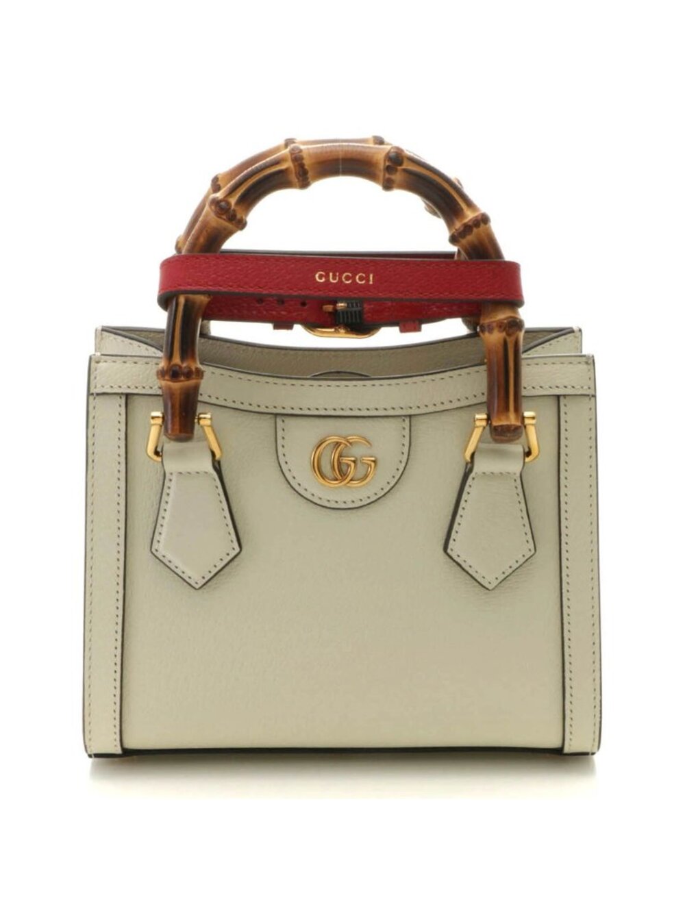 Gucci Double G Diana Small Tote White Leather Handbag